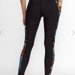 Johnny Was Bee Active High Waist Leggings Pockets Black Tropical Womens Size XS Photo 2