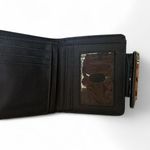 Tahari  Unisex Small Black Bifold Wallet RFID Protection Silver Logo - NWOT Photo 2