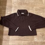 SO  Brown V-Neck Sweater with White Collar Photo 1