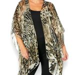 Karen Kane M/L Sheer Leopard Animal Print Kimono Cardigan Drape Cover Up NWT Photo 0