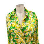 ZARA ‎ Green Yellow Floral Print Satin Wrap Mini Dress Size Medium Photo 3