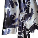 Nic+Zoe Inky Flowers Satin Crepe Single-Button Long Jacket, Adjustable Waist Photo 4