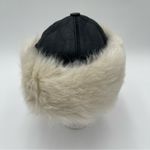 Genuine Leather & Fur Soft Warm Winter Hat Bucket Cloche Black White Photo 1