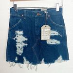 Wrangler Furst Of A Kind Dark Wash Denim Distressed Mini Skirt Photo 0
