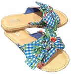 MIA  BOW BLUE FLORAL GINGHAM ESPADRILLES SANDAL SLIDES 8 Photo 0