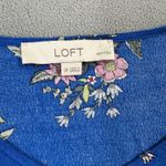 Loft Petites Blouse SP Blue Floral Print Long Sleeve V Neck Top Ruffle Detail Photo 2