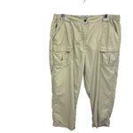 LL Bean Women's Cargo Pants Khaki Relaxed Fit Elastic Waist Size XL Cropped Tan Photo 2