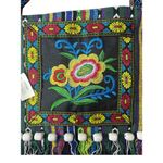 Embroidered Ethnic Bag with Floral and Fringe Details Blue Photo 4