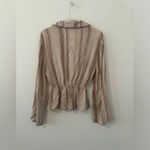 1.4.3. Story by Line Up 143 Story Lead Me On Tie Top Cream Stripe Long Sleeve Boho Size Small NWT Photo 1