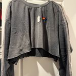 Aviator Nation  Charcoal Crop Top with Rainbow Logo Photo 1