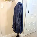 Free People  Washed Ashore Indigo Blue Textured Ruffle Hem Peasant Dress  Sz M🧡 Photo 6