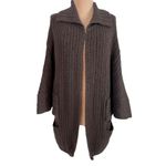 CAbi  Oversized Brown Cable Knit Cardigan Sweater XS/S Cape Sleeve Open Front Photo 4