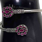 NATIVE AMERICAN 925 STERLING SILVER Navajo Stamped BRACELET Pink/Ruby Purple Photo 0