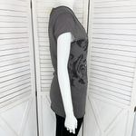 Bebe  Addiction Vintage Tiger Face Cage Back Tee Shirt Grey Small Rhinestone Photo 2