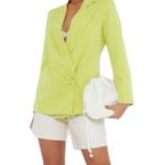 Pretty Little Thing NWT Lime Woven Ruched Side Oversized Blazer size 4 Photo 1