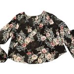 Intermix black floral sheer long bell- sleeve top size S Photo 9