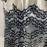 CAbi Silk Chantilly Lace Black White Silver Blouse Top Size Small Photo 4