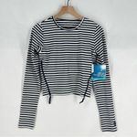 Coolibar Bayfront Rash Guard Bra Top Long Sleeve Zipper Sides Striped NWT Size M Blue Size M Photo 1