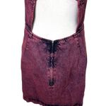 Topshop Mini Denim Dress Over Dye Square Neckline Thin Straps Pink W Size 8 NWOT Photo 6