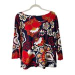 Talbots The  Tee Red Blue Paisley Floral Long Sleeve Shirt Boat Neck Womens XL Photo 4