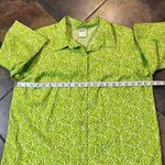 Blair  Women’s Green Swirl Button Down Three Quarter Sleeve Blouse Photo 4