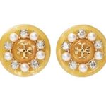 Tory Burch New Women's Roxanne Goldtone & Multi-Stone Small Button Stud Earrings Photo 9