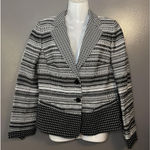 Worth New York Blazer Jacket Womens 8 Black White Tweed Two Button Lined Photo 0
