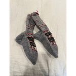 Unisex Knit Socks Heather Gray Stripes & Fair Isle Soft Cozy Warm Handcrafted Photo 1