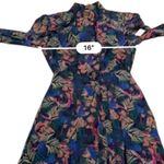 RTR Saloni Jacqui B Long Sleeve Multicolor Feather Print Side Slit Maxi Dress 2 Blue Photo 12