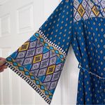 Alya dress blue and gold geometrical flared sleeves M Photo 1