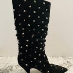 Valentino Garavani Rockstud Boots Mid Calf Suede High Heel Black Size 36.5 Photo 2