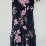 VTG Y2K Miss Anastasia Floral Handkerchief Dress XXS Flutter Sleeve Fairy Whimsy Black Photo 0