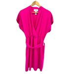 Joseph Ribkoff Ultra Pink Wrap Belted Dress Size 8 Short Sleeve Knee Length Photo 3