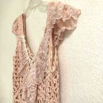 Baby pink BoHo fairycore coquette crochet floral lace tank sweater women’s L Size L Photo 3