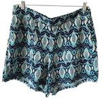 WILDFOX NWOT Argyle Tribal Print Flowy Bohemian Shorts Size Large Teal Blue Photo 0