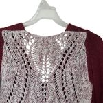 ZARA Knit mohair wool crochet Burgundy V-Neck Sweater S Photo 7