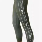 Zyia  Olive Logo Stripe Light n Tight Hi Rise Capri size 2 Photo 0
