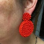 Big Red Beaded Drop Statement Earrings Red Photo 3