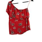 Collective Concepts Collective‎ Concepts Red One Shoulder Ruffle Floral Top Size Small New Photo 1