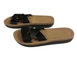 Bamboo  Upraise 70 Sandal Women 7.5 Black Tan Faux Leather Slip on Comfort Travel Photo 2