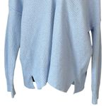 Aerie CozyUp Waffle Knit Sweater Oversized Hooded Pullover in Light Blue Photo 2