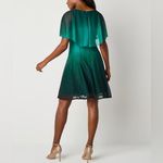 Danny & Nicole Womens Short Sleeve Ombre Cape Fit + Flare Green Dress 12 NWT Photo 2