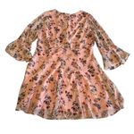 Disney  Beauty and The Beast Belle Floral Print Dress Bell Sleeve Pink Mini Sz L‎ Photo 14
