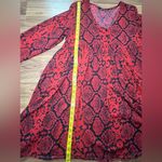 ZARA  Amy Dress Red Snakeskin Print Oversized Mini Dress Size Small Long Sleeves Photo 4
