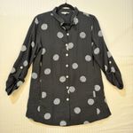 John Mark Black Button-Down Collared Shirt Dress White Polka Dots Size Small Photo 0