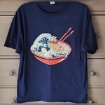Great Ramen Wave Bowl Women’s Graphic Navy Blue Shirt Large Graphic Print Shirt Photo 0