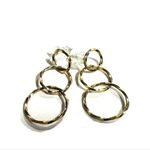 Hammered Drop Earrings Triple Linked Open Circle Hoops Post Back Closure Gold OS Photo 3