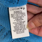 Intermix  Womens 100% Cotton Crew‎ Neck Pullover Crochet Sweater Blue Petite Photo 9