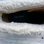 Nautica Women's Camel Suede Ankle Boots Sherpa Cuff Wedge Heel Size 10 Photo 6