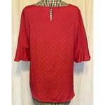 Elle  Women's Magenta Swiss Dot  Blouse 3/4 Bell Sleeves Size Med Photo 1
